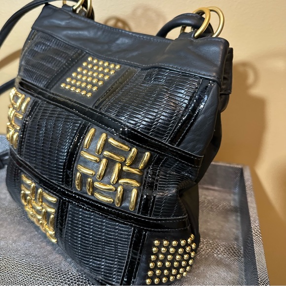 Vintage genuine leather black and gold purse - Picture 13 of 14